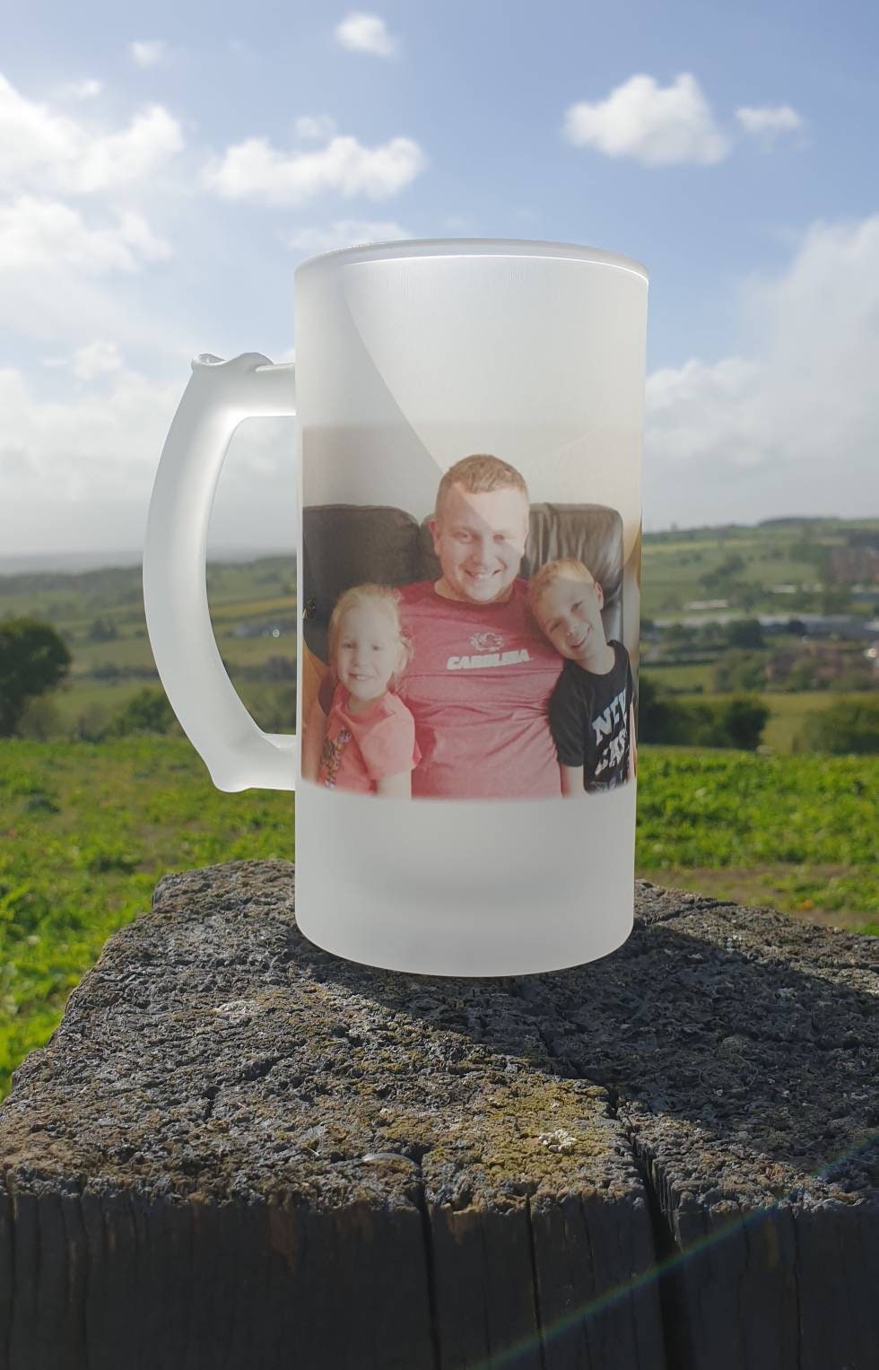 Photo beer stein, father's day gift, photo glass