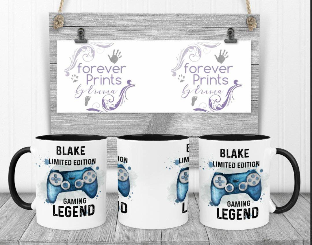 Personalised Gamer Mug, Gaming Legend, Black Inner