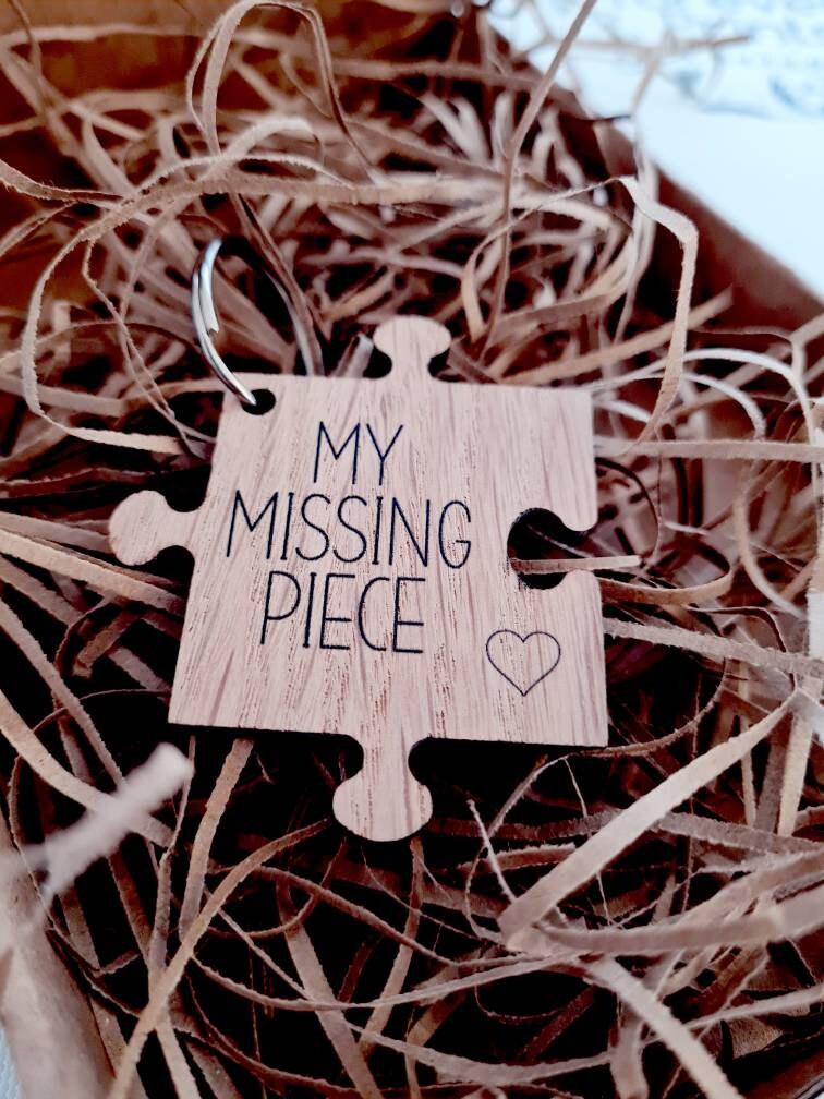 My Missing Piece Oak Keyring, Loved One Gift
