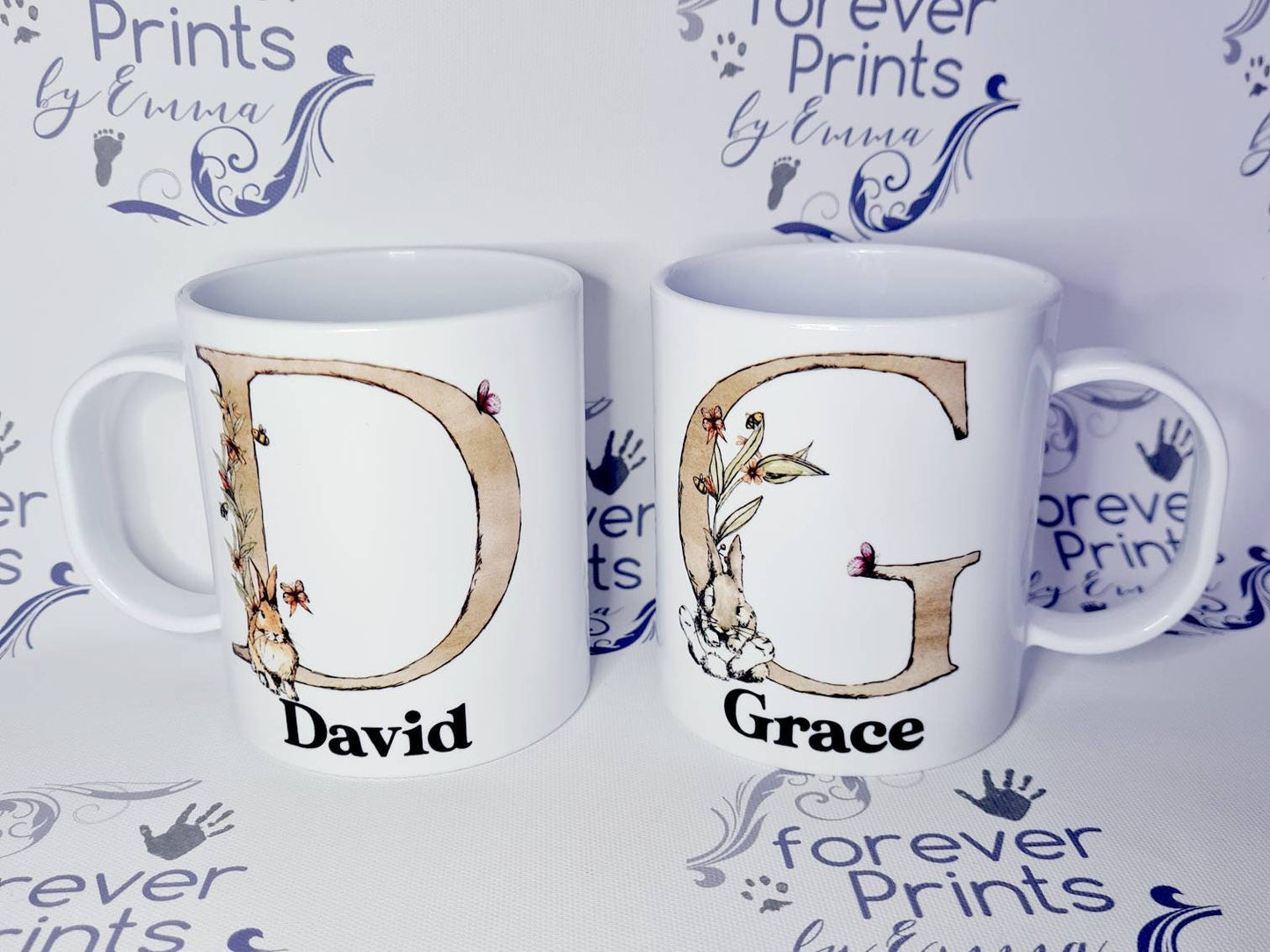 Personalised Rabbit Letter Mug, Unbreakable Polymer Child's bunny Mug