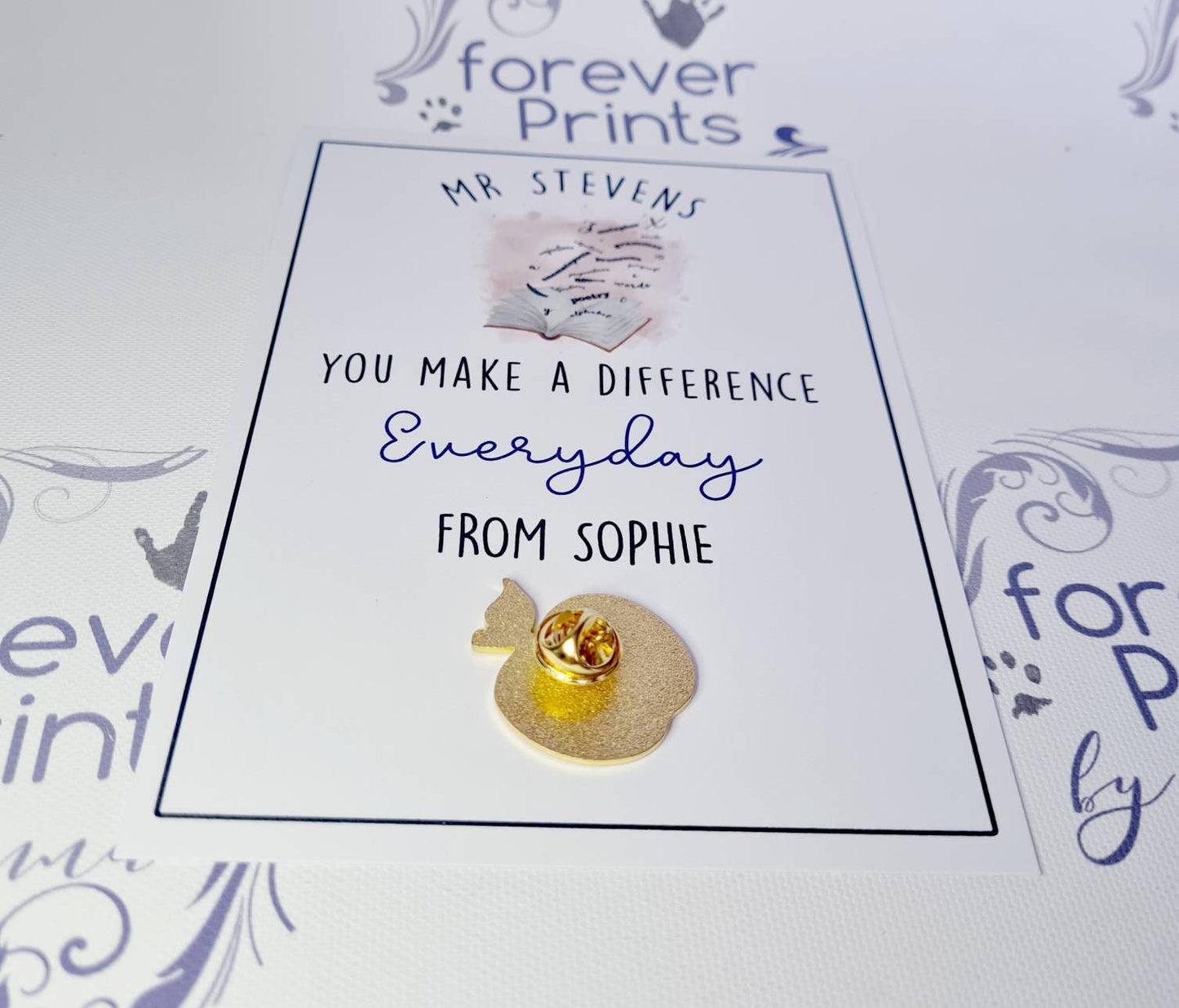 Personalised Teacher Apple Pin Badge, Thank You Gift