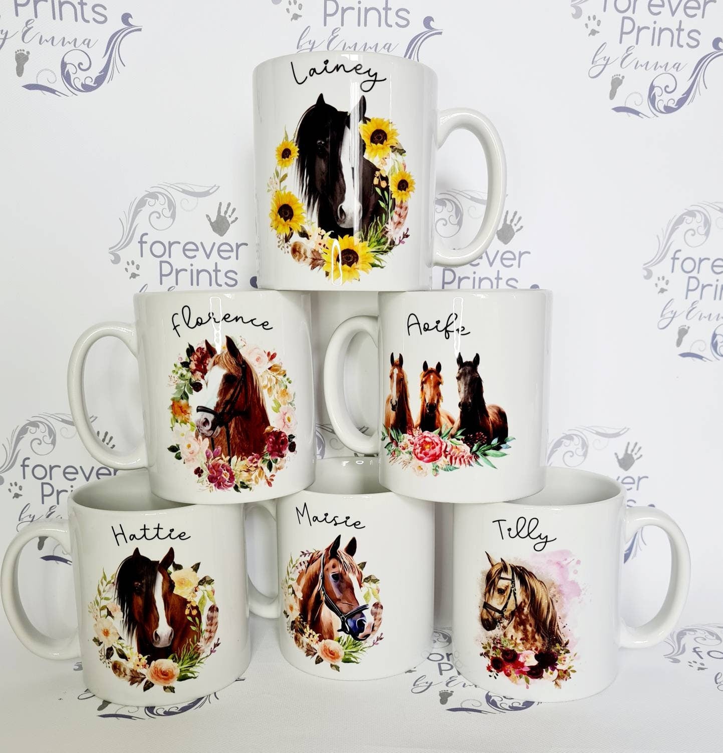 Personalised Horse Mug | Floral Equestrian Gift