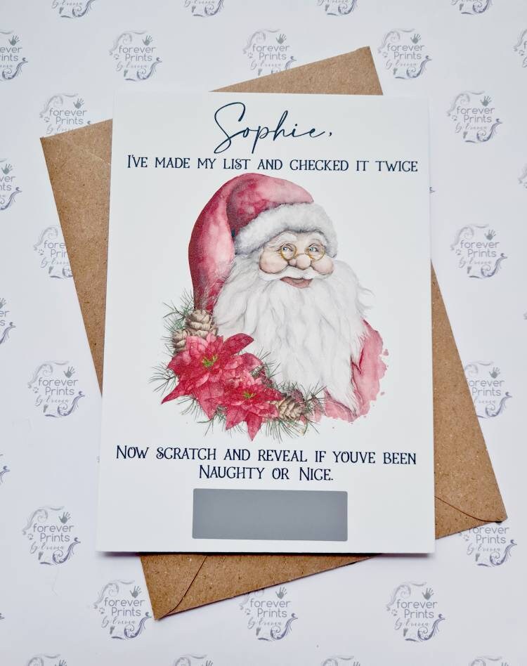Christmas good list scratch card, child's naughty or nice list