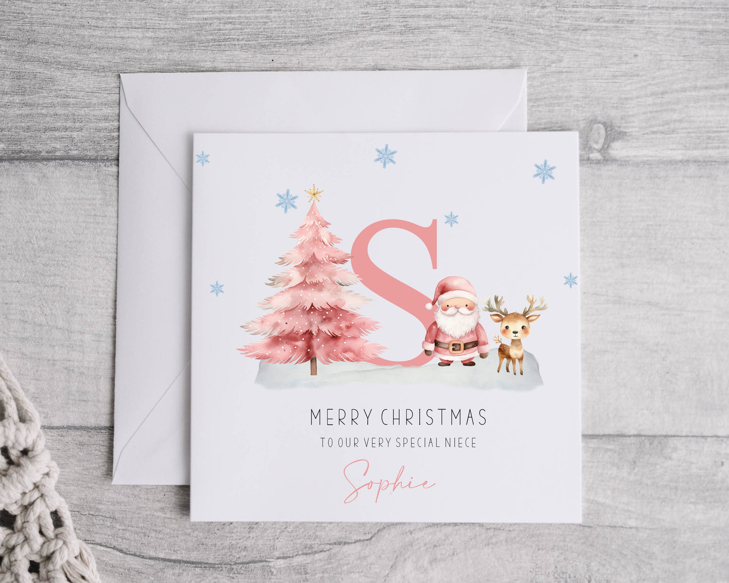 Personalised Child's Christmas Card, First Christmas, Linen Effect