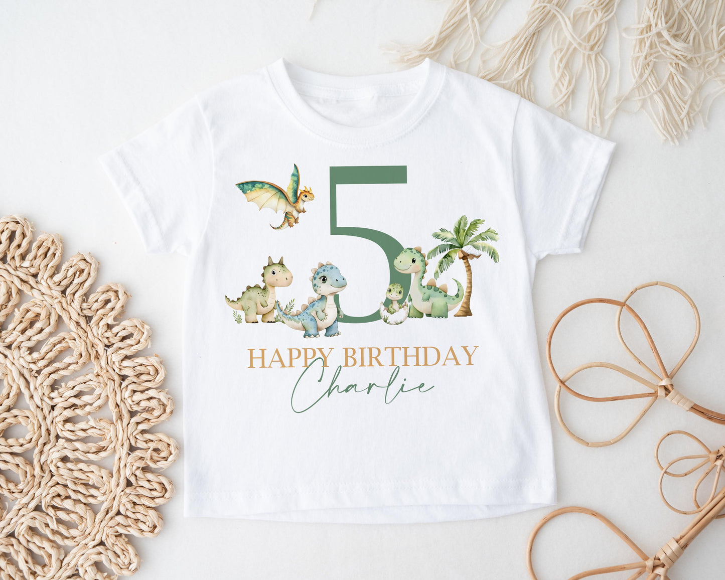 Dinosaur Birthday T-Shirt, Personalised Kids Tee