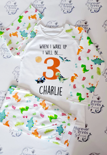 Children's Dinosaur birthday pyjamas