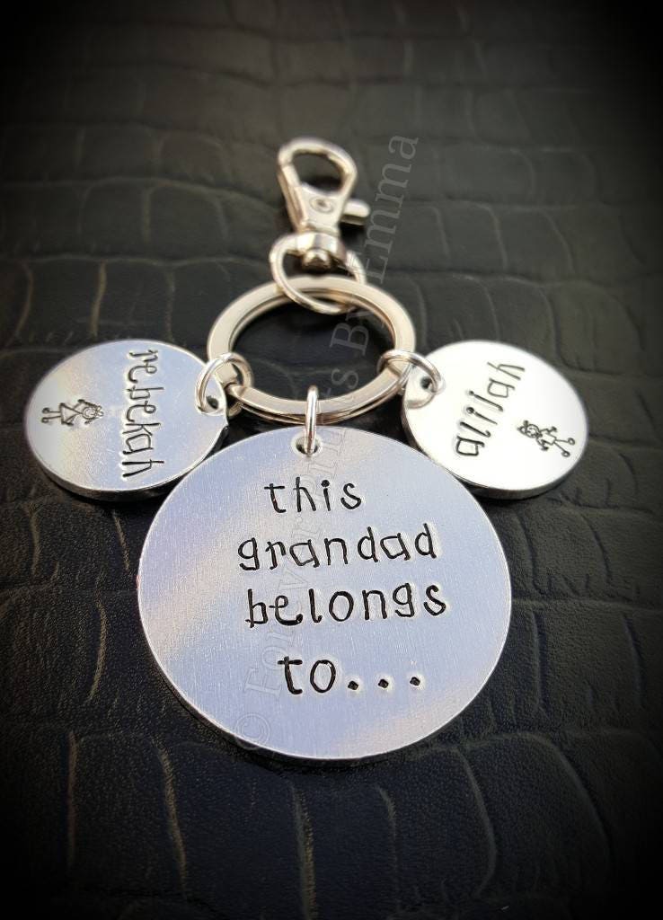 Father's day handstamped keyring, this daddy belongs to, Daddy, grandad keyring, new dad gift