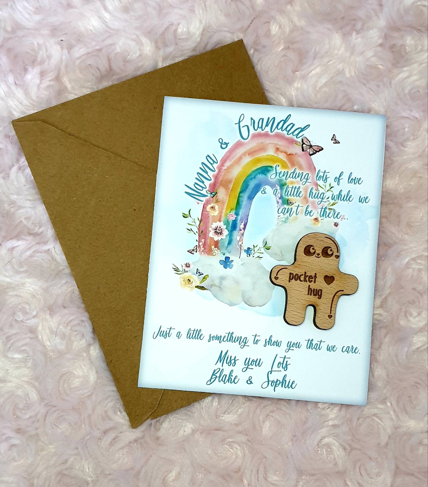 Personalised rainbow pocket hug