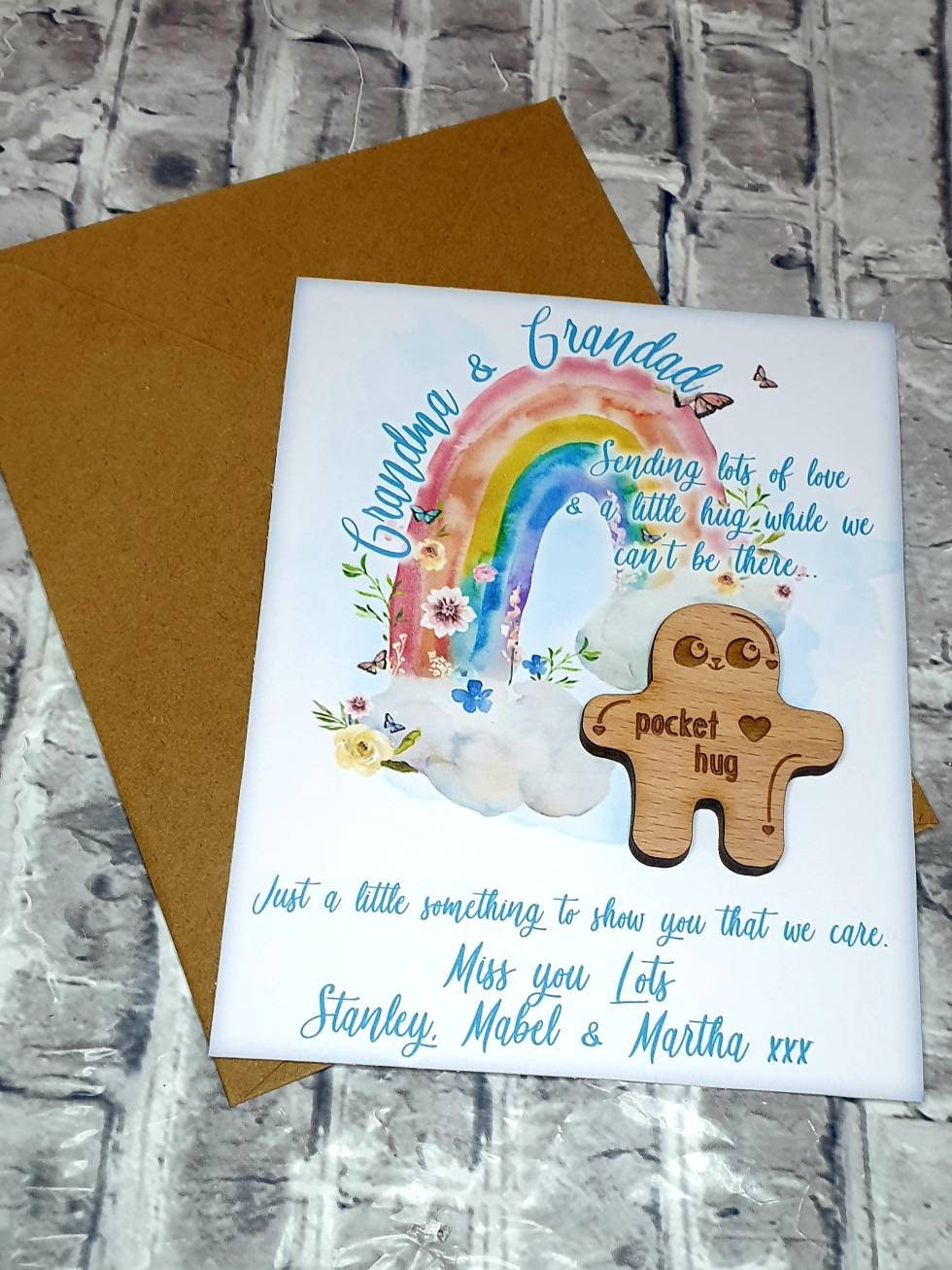 Personalised rainbow pocket hug