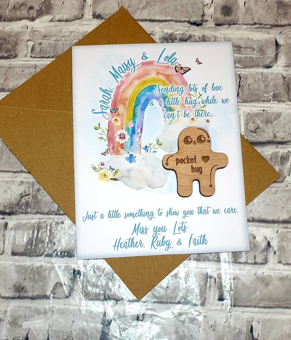 Personalised rainbow pocket hug