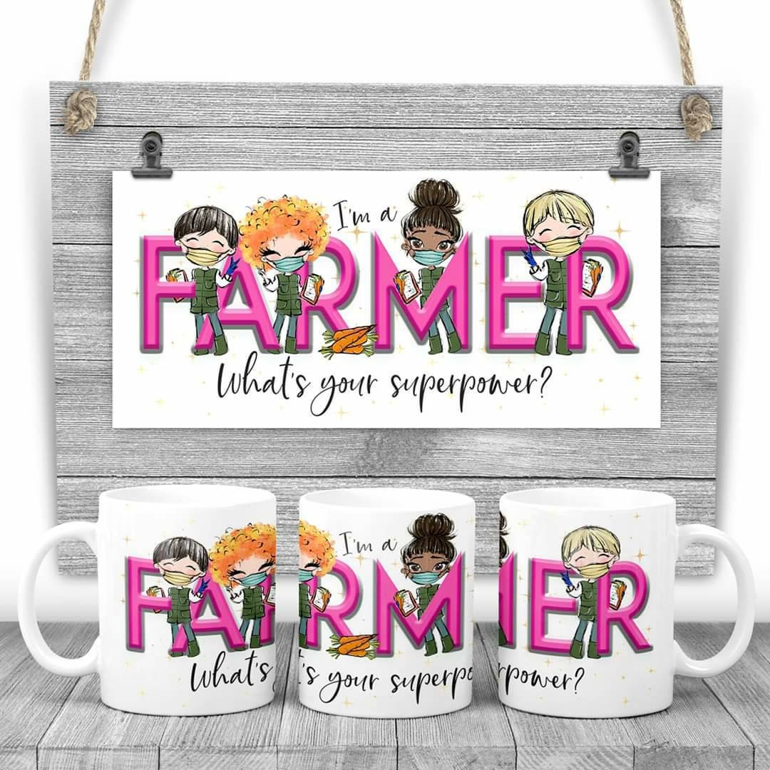 Farmer superpower mug, farmer mug, superhero mug