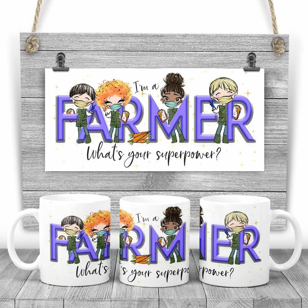 Farmer superpower mug, farmer mug, superhero mug