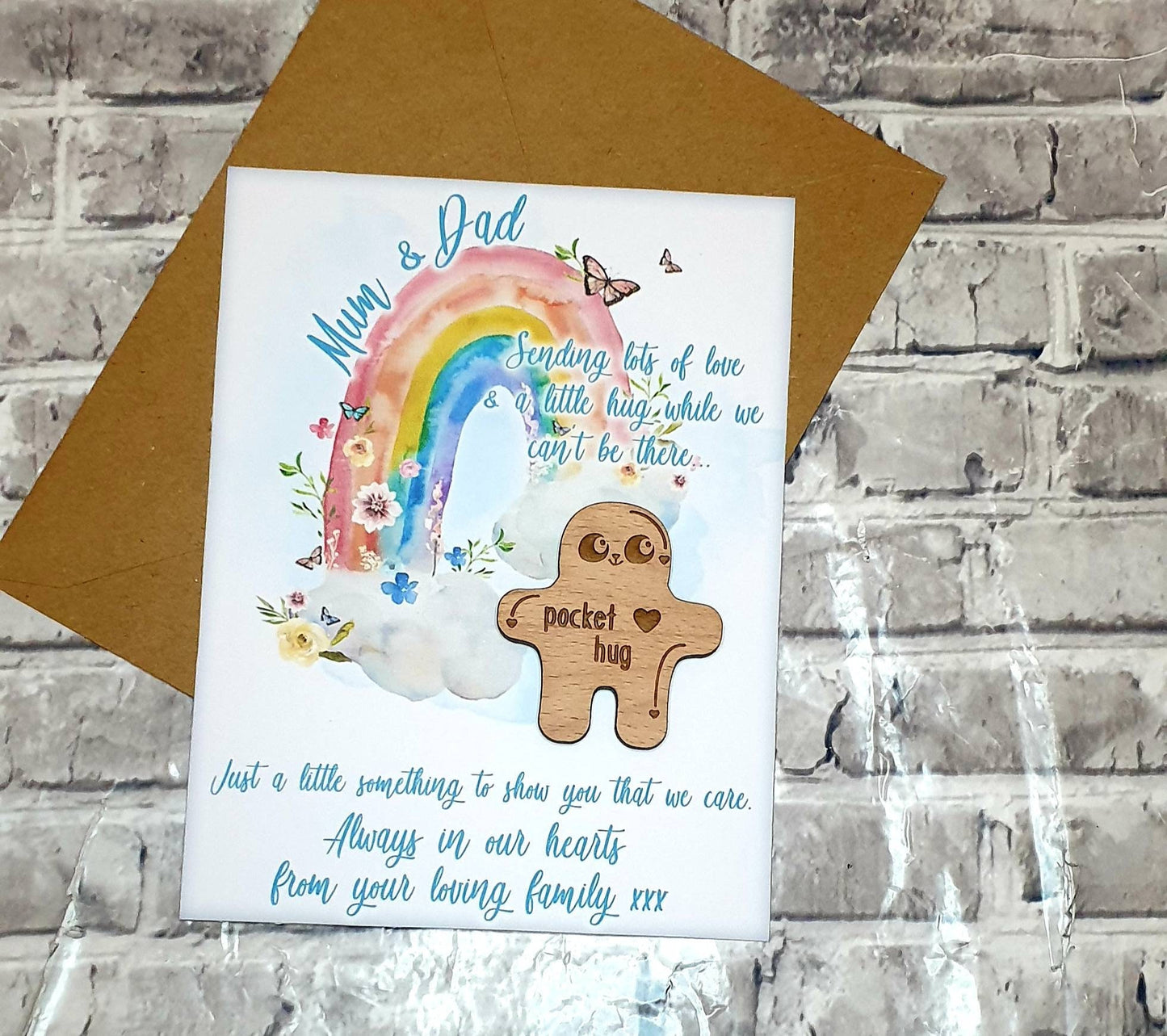 Personalised rainbow pocket hug