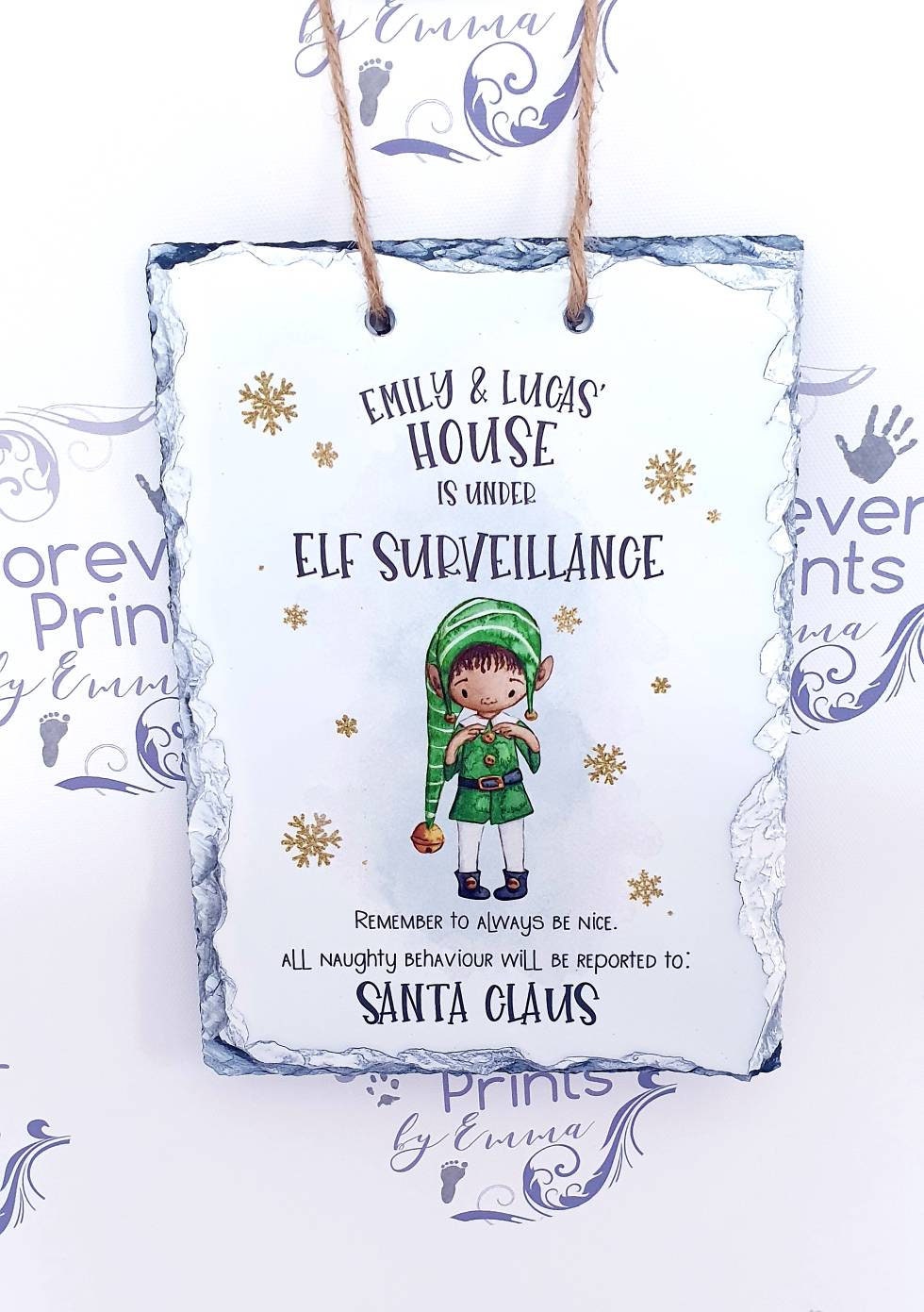 Elf rock slate, personalised