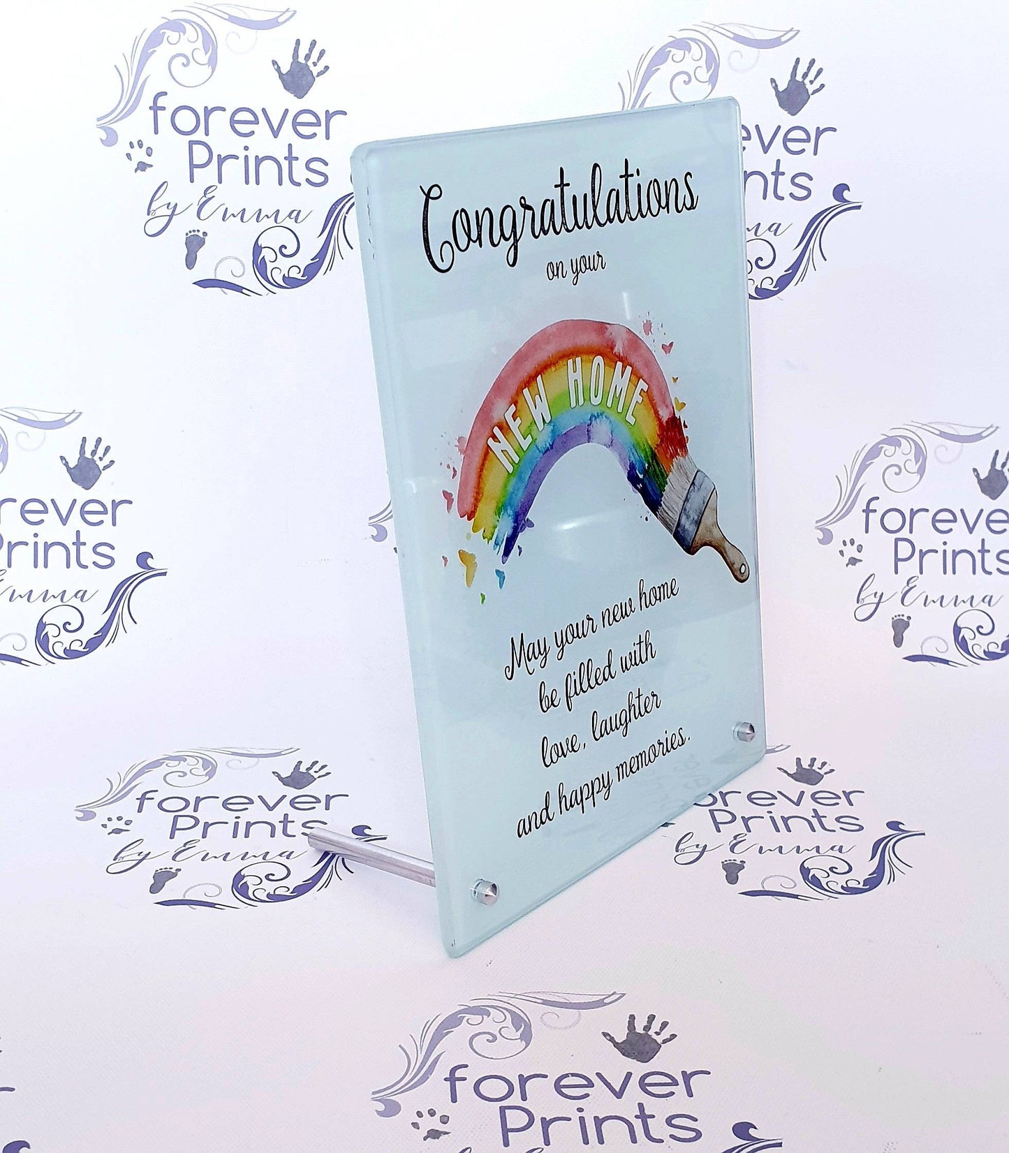 Printed freestanding glass new home frame gift
