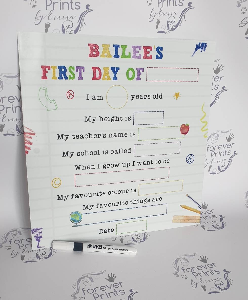 First day of school drywipe board with free pen