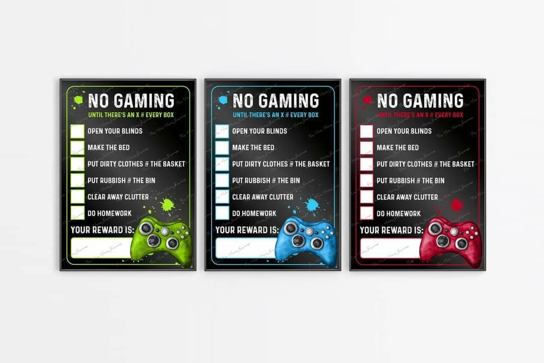 Gaming chore board - x in every box - xbox