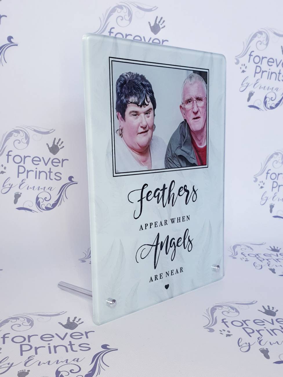 Printed freestanding glass memorial photo frame