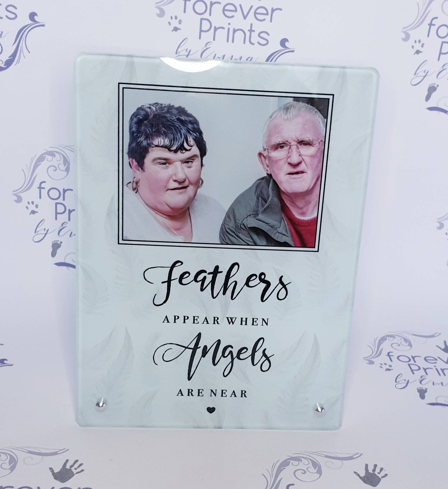 Printed freestanding glass memorial photo frame