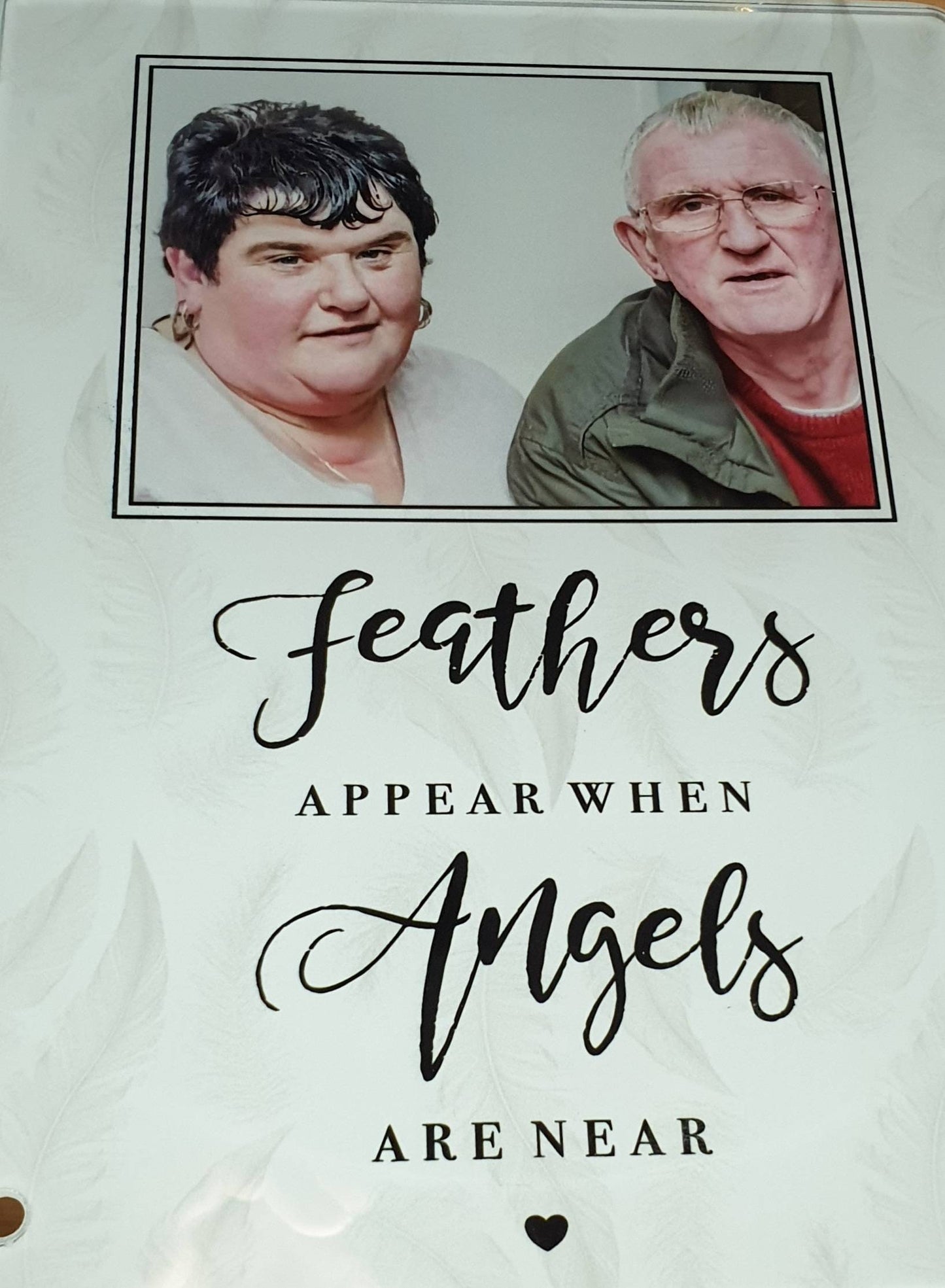 Printed freestanding glass memorial photo frame
