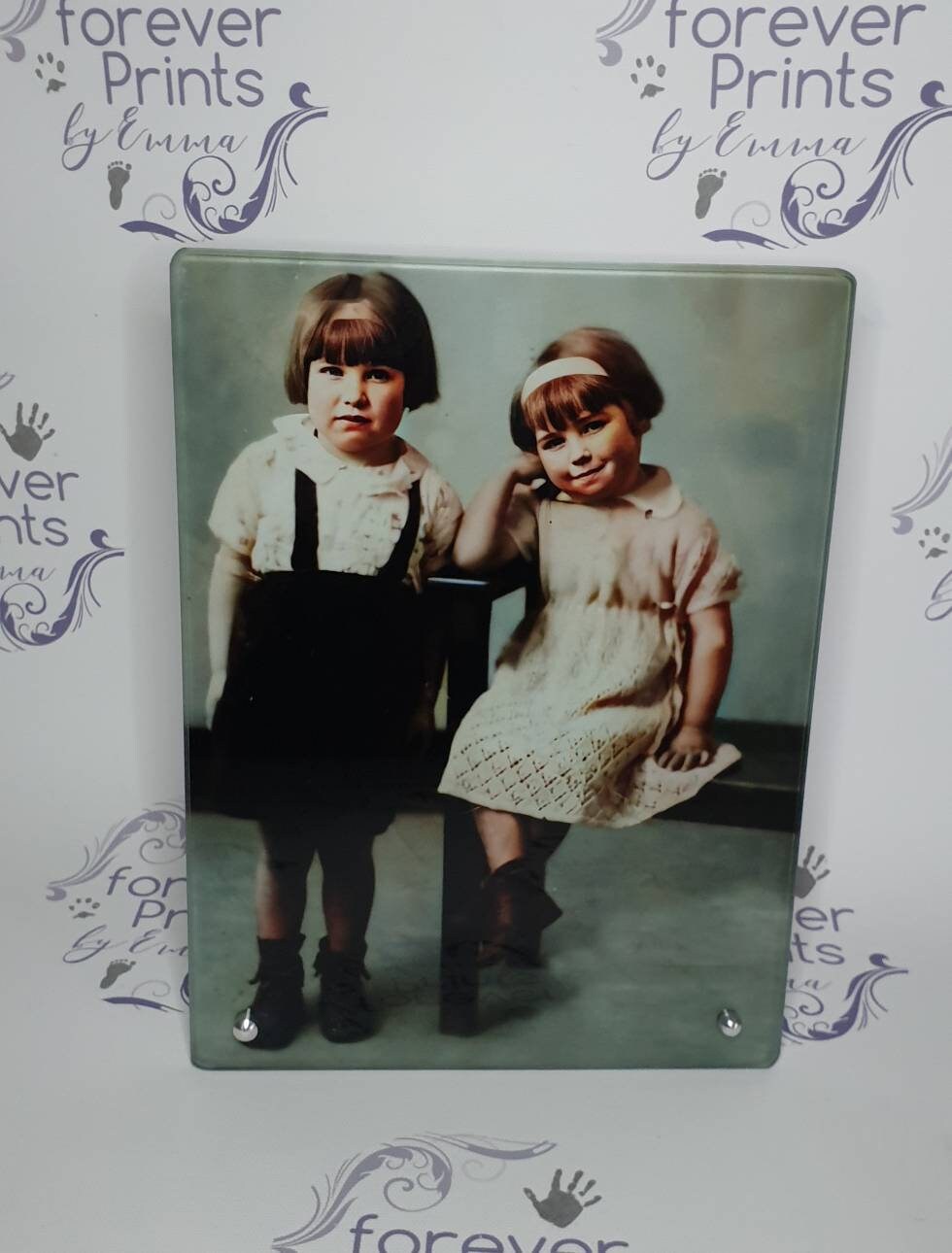 Printed freestanding glass photo frame