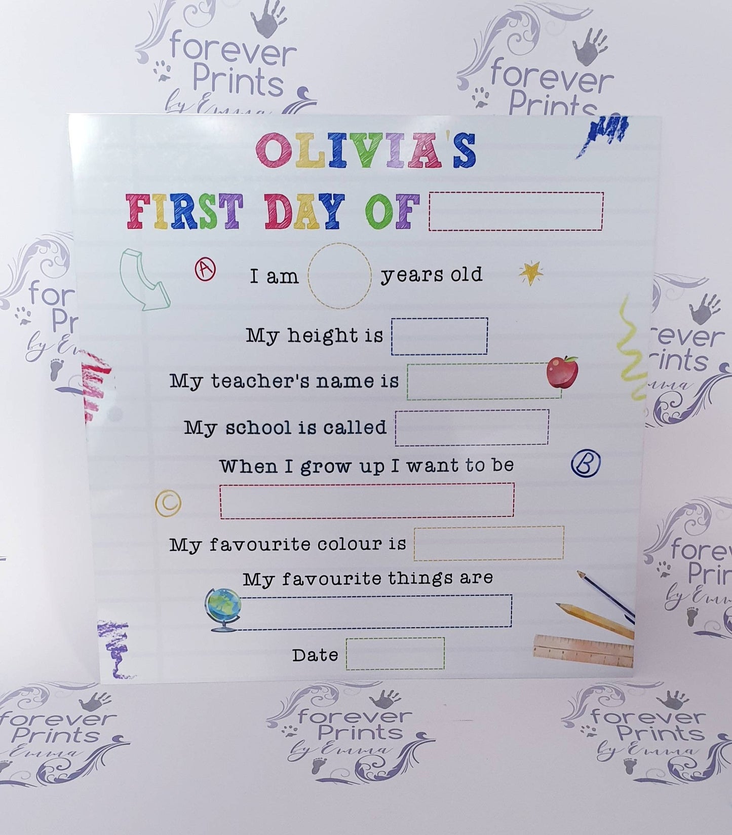 First day of school drywipe board with free pen