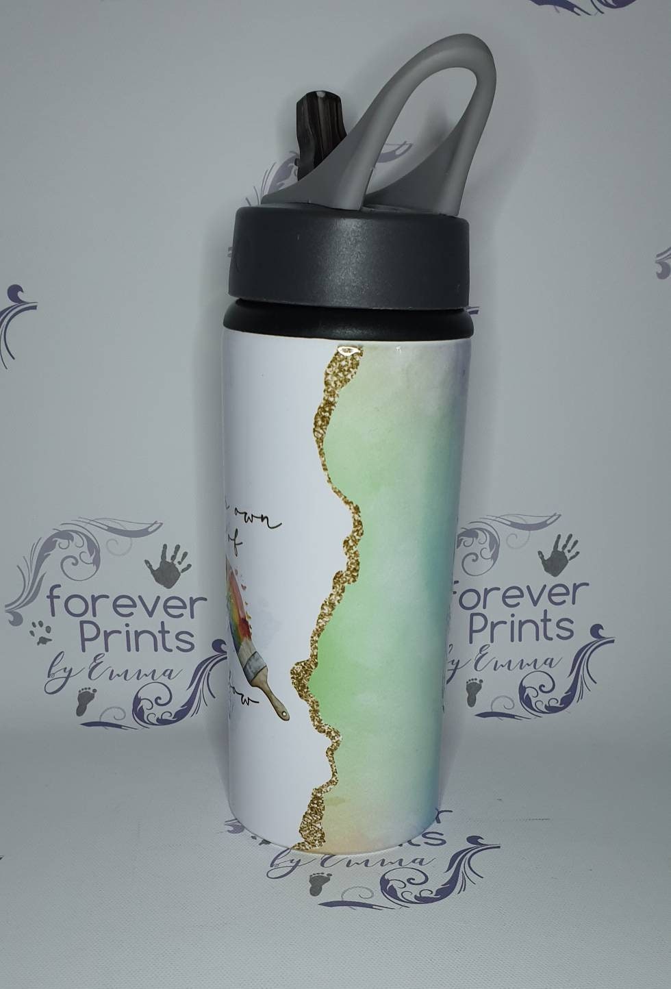 Metal water bottle - personalised bottle - school water bottle -rainbow bottle