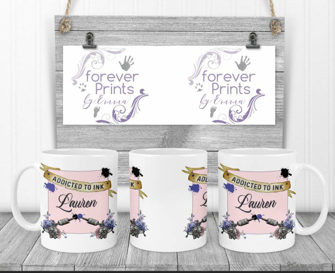 Personalised mug, tattoo gift, addicted to ink