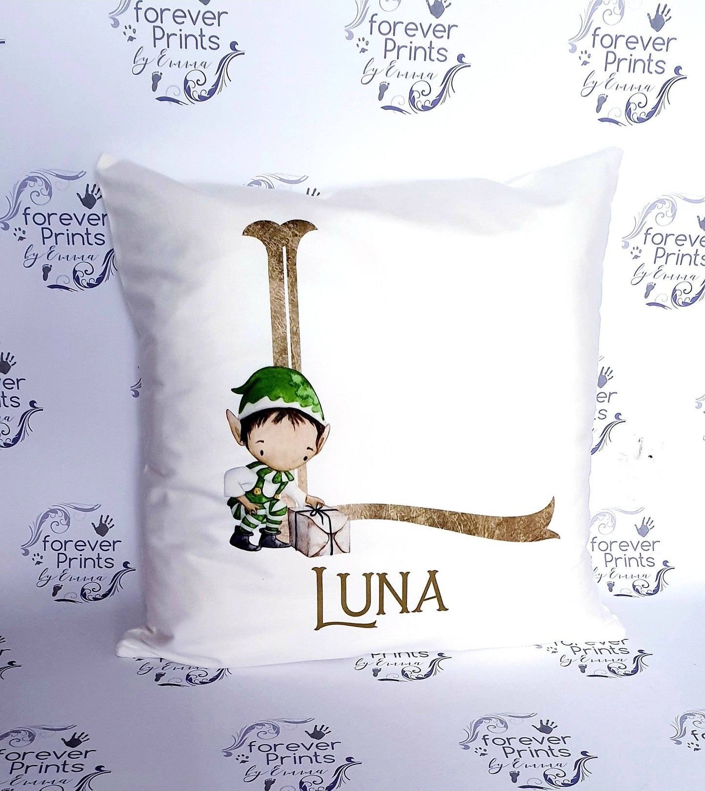 Christmas pillow, elf alphabet personalised cushion
