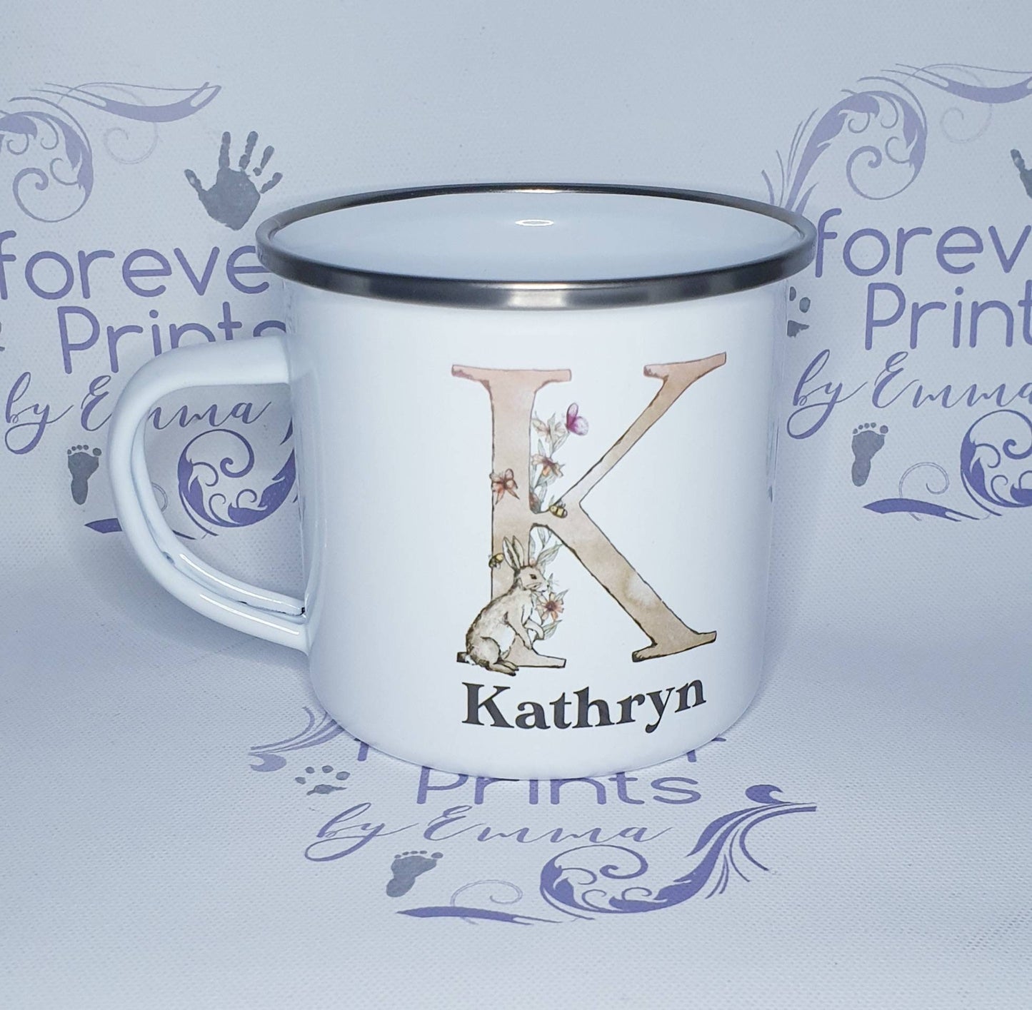 Easter mug, personalised children's mug, bunny mug, enamel Easter mug, hot chocolate Easter mug