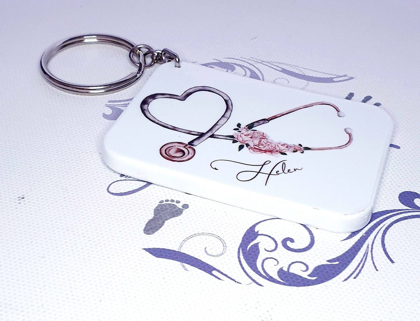 Nhs, Doctor nurse gift, stethoscope keyring personalised