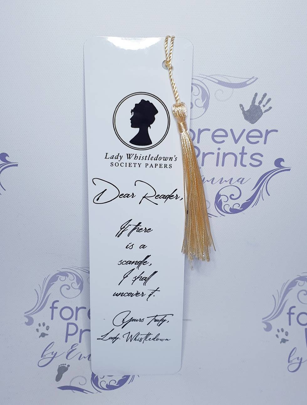 Lady whistledown gift, lady whistledown bookmark