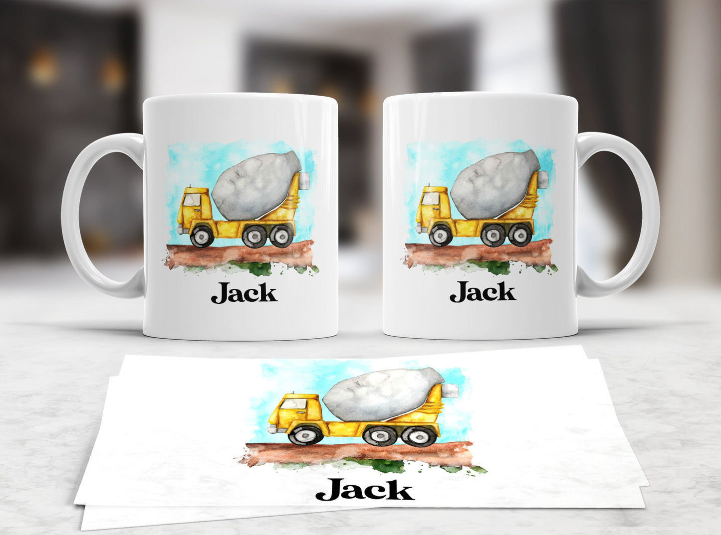 children's digger mug, children's polymer(plastic) or ceramic construction mug