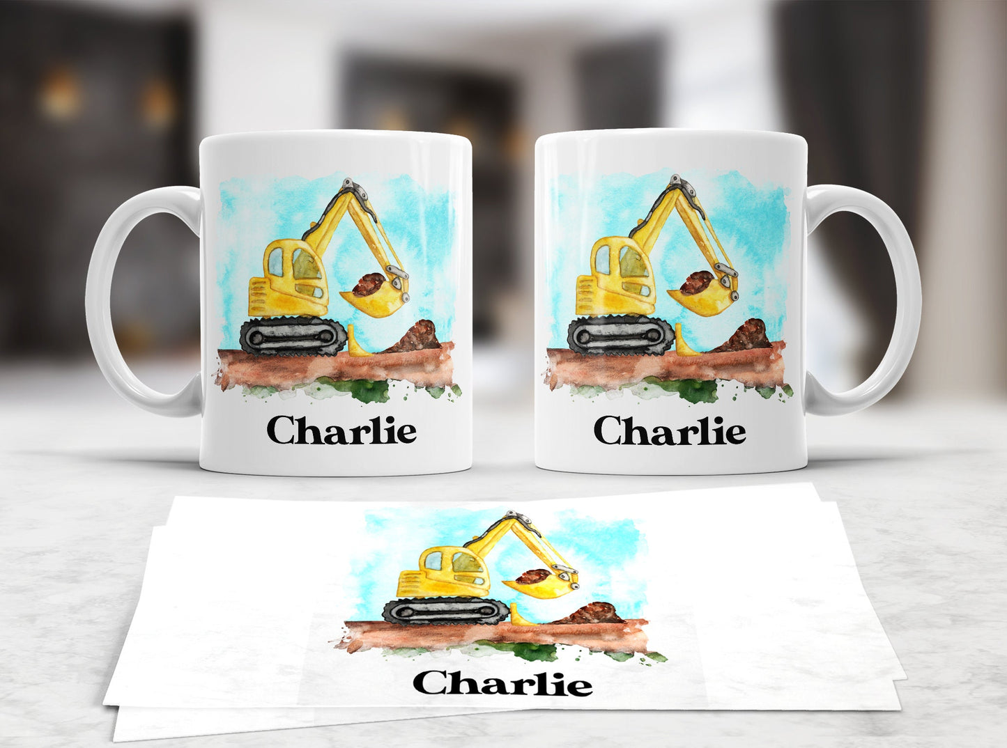 children's digger mug, children's polymer(plastic) or ceramic construction mug