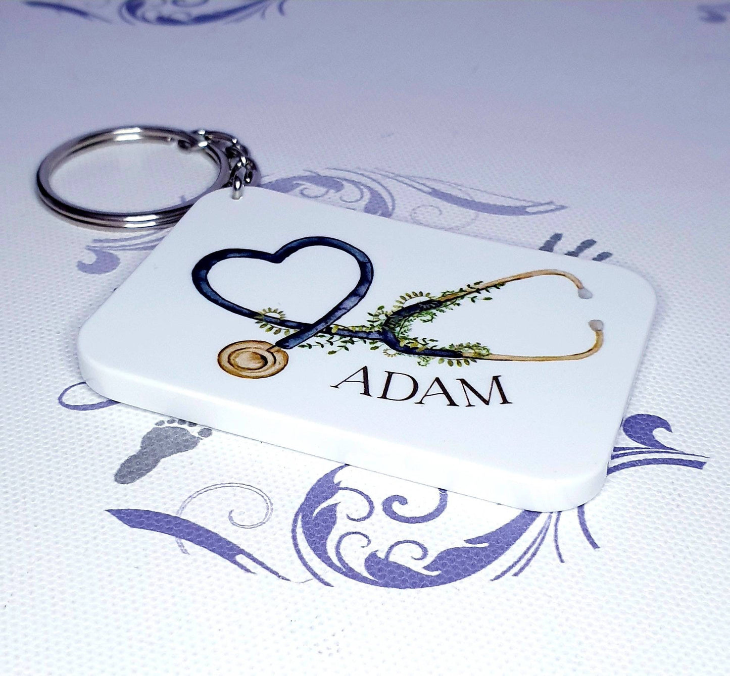 Nhs, Doctor nurse gift, stethoscope keyring personalised