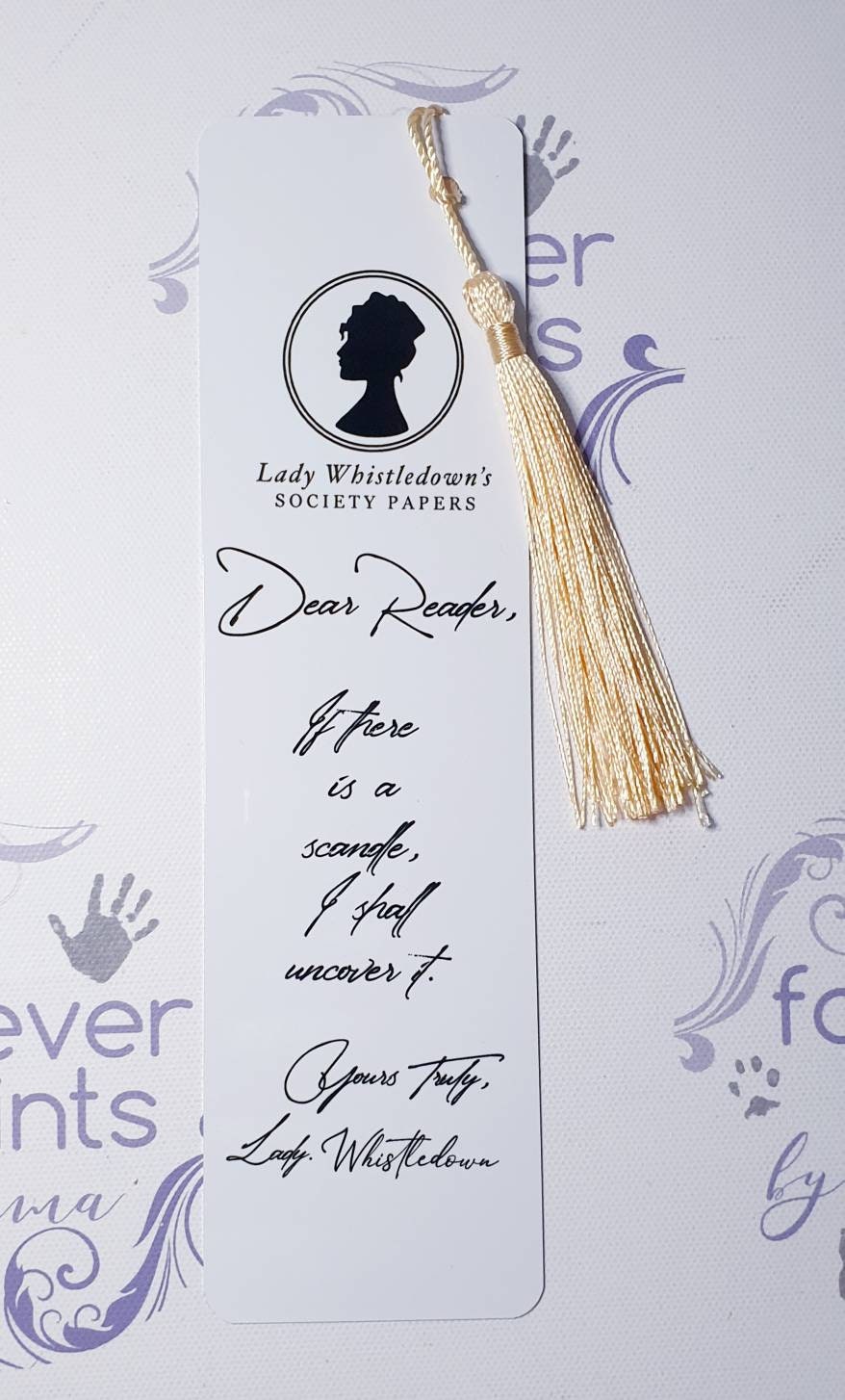 Lady whistledown gift, lady whistledown bookmark