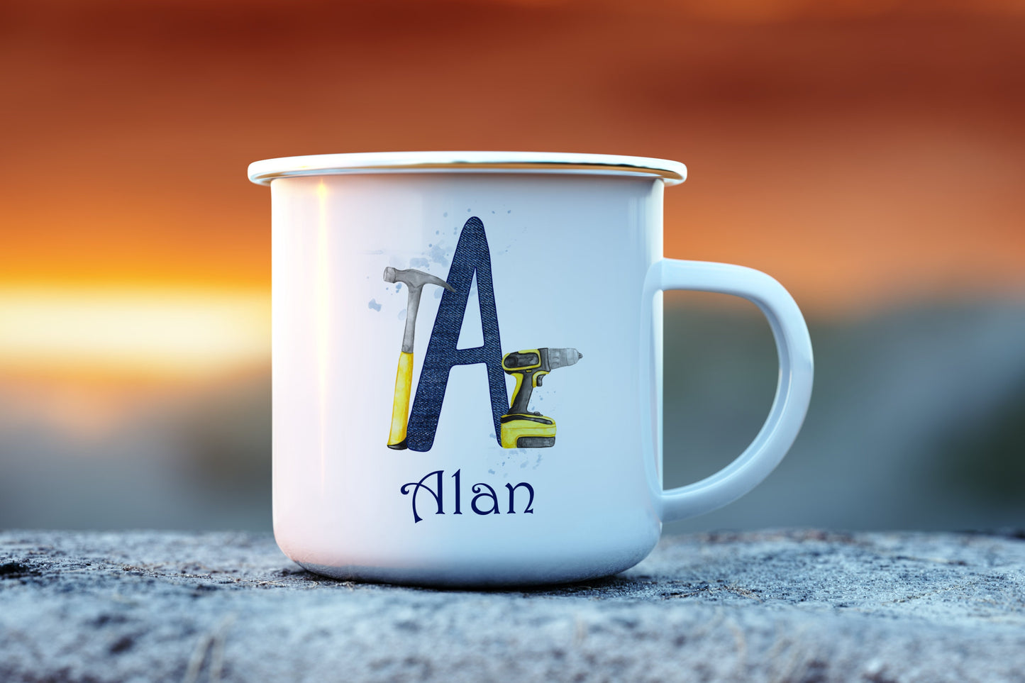 DIY personalised mug | DIY enamel mug | grandad cup | tool gift | birthday gift | enamel mug