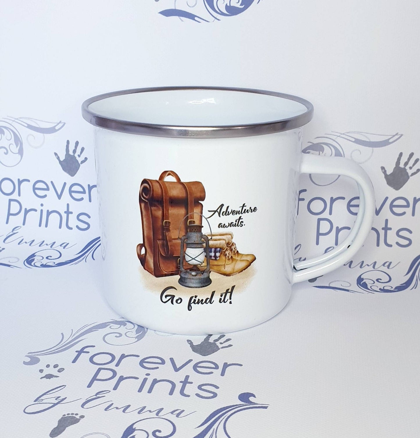 Camping adventure mug | enamel mug | camping enamel mug