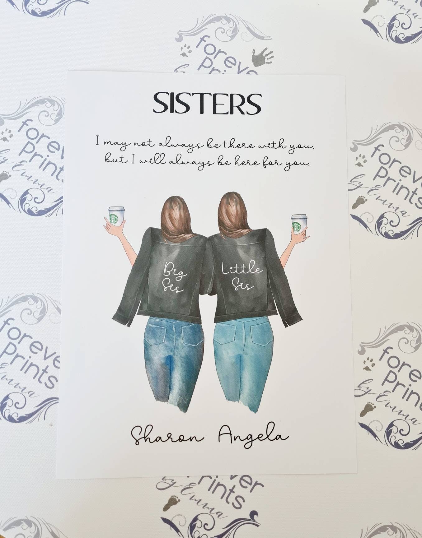 Sister gift, sister a4 print, big sis, little sis print