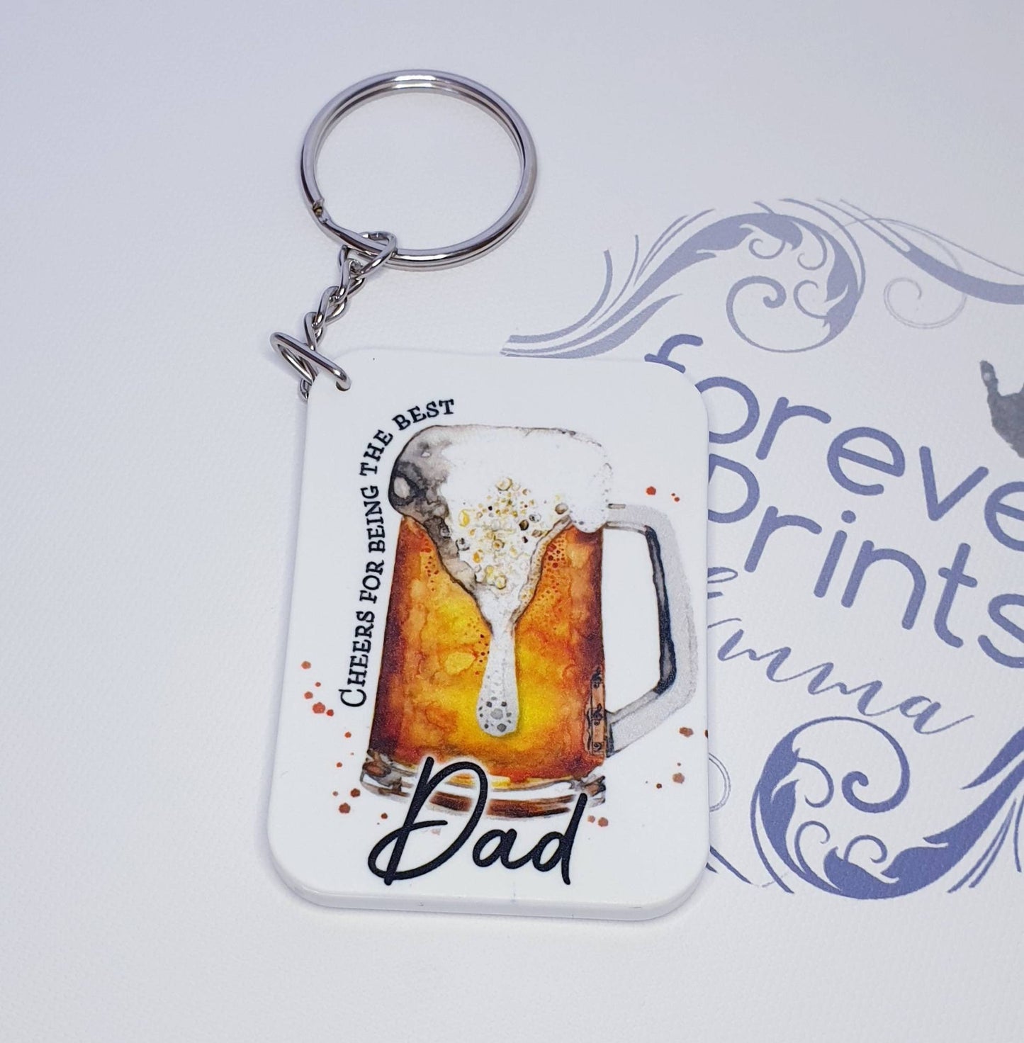 Father's day gift, dad keyring, grandad keyring, stepdad keyring, beer gift for him
