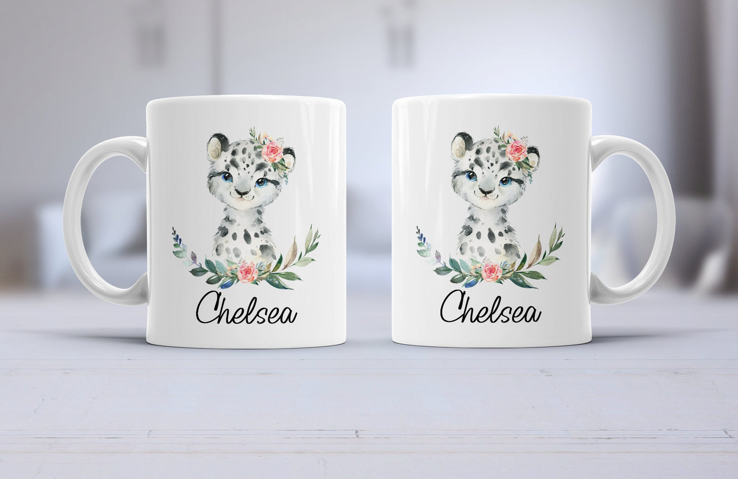 penguin, bear, leopard mug personalised | animal lover gift | cute mug