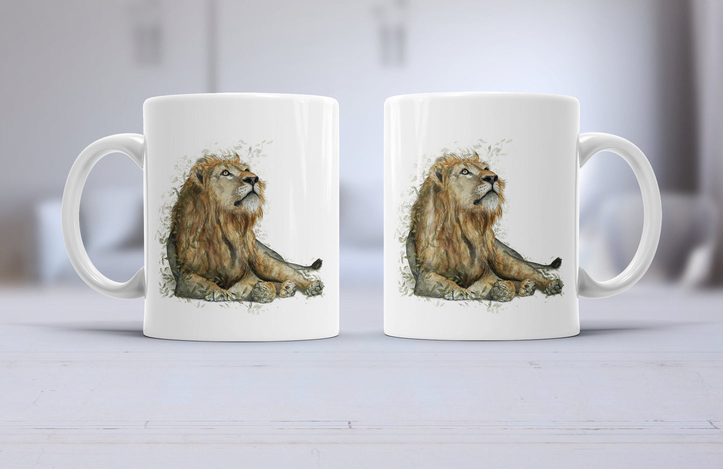 Lion fine art mug, Fathers day gift, lion gift, Personalised lion mug