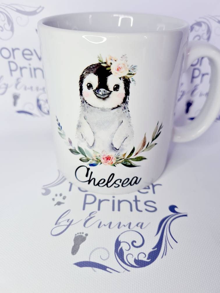 penguin, bear, leopard mug personalised | animal lover gift | cute mug