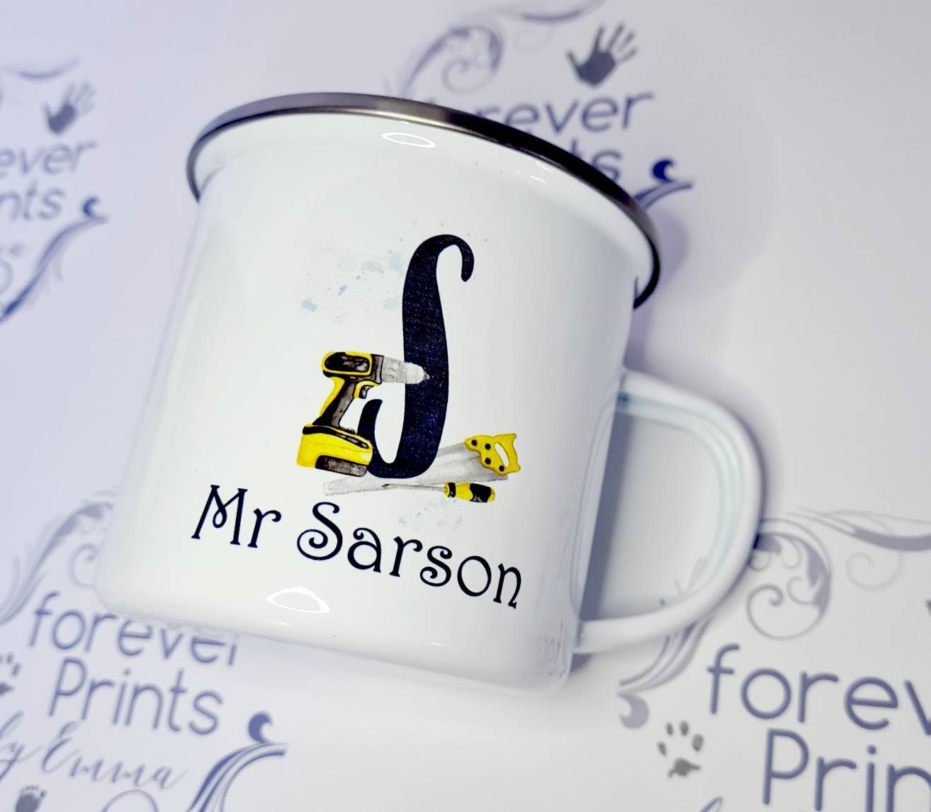 DIY personalised mug | DIY enamel mug | grandad cup | tool gift | birthday gift | enamel mug