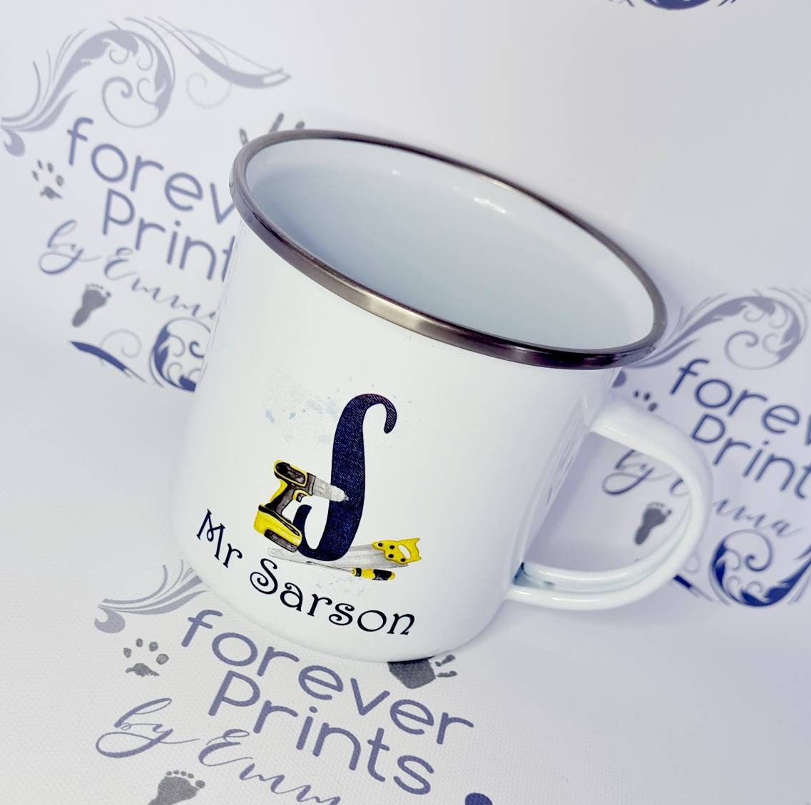 DIY personalised mug | DIY enamel mug | grandad cup | tool gift | birthday gift | enamel mug