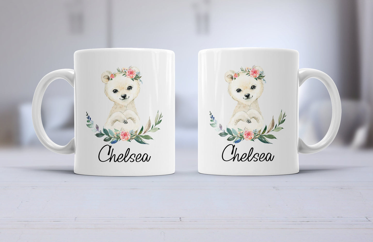penguin, bear, leopard mug personalised | animal lover gift | cute mug