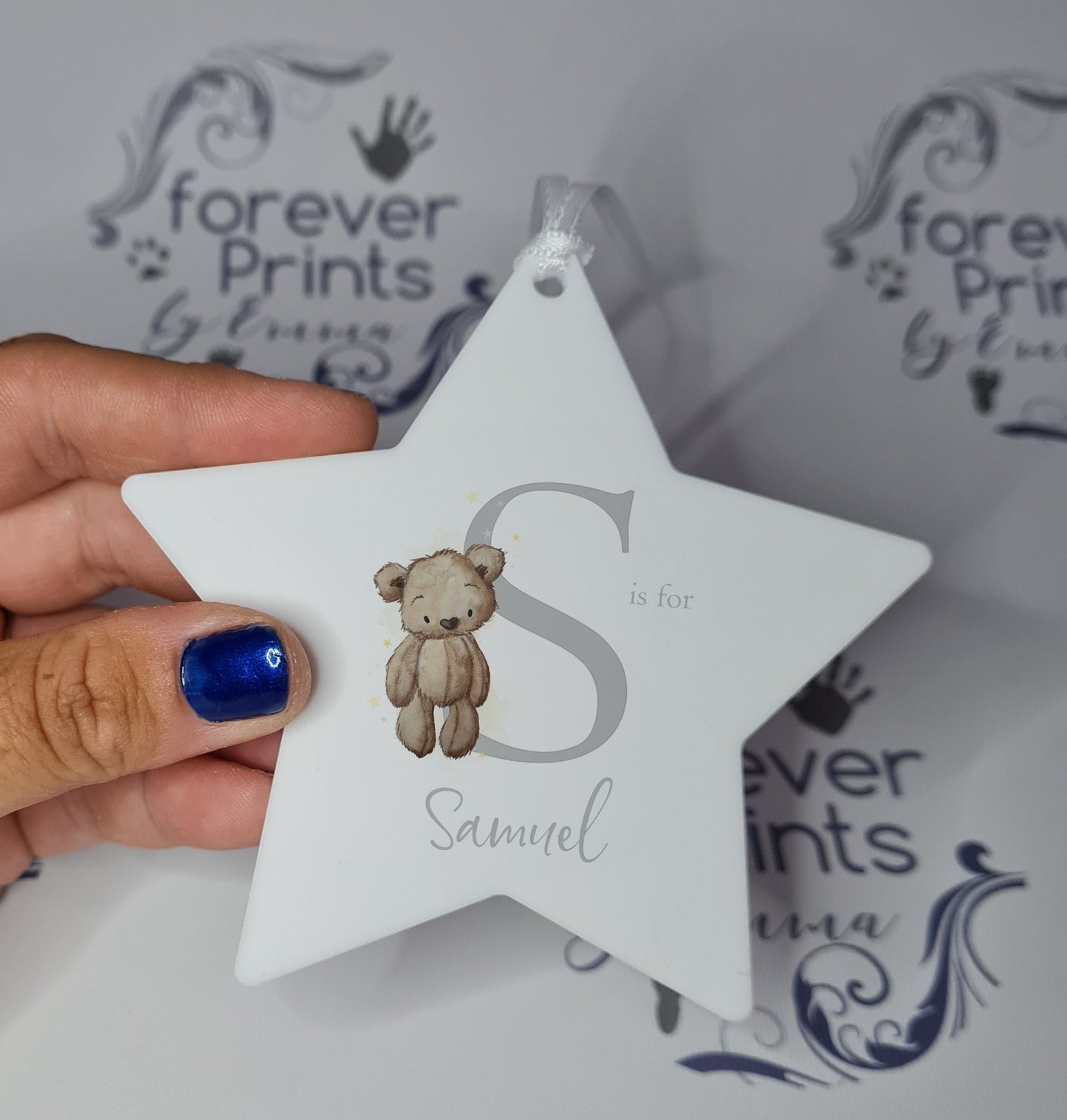 bear hanging decoration, new baby gift, bear alphabet