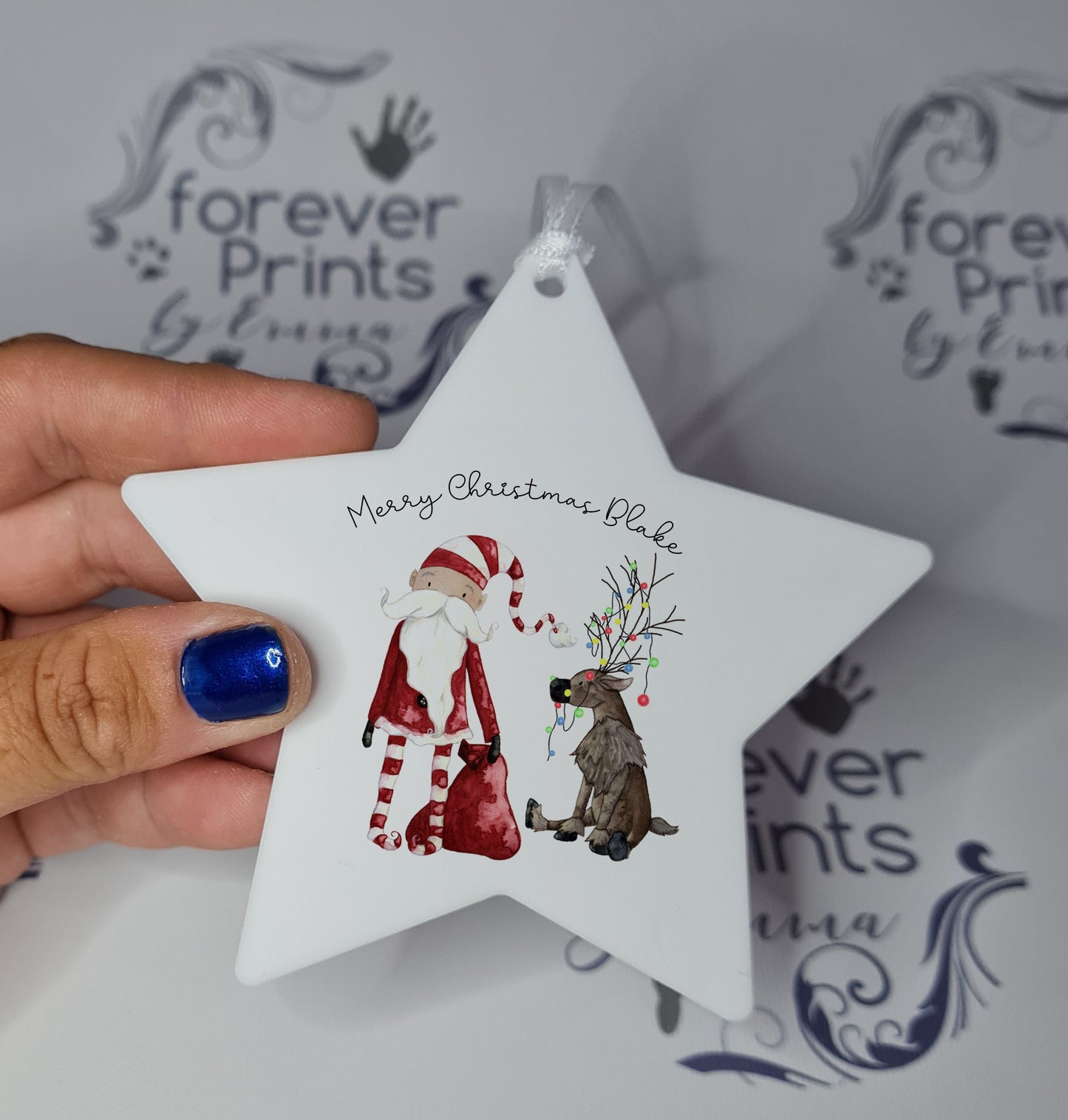 Personalised Christmas hanging decoration, personalised Christmas acrylic decoration