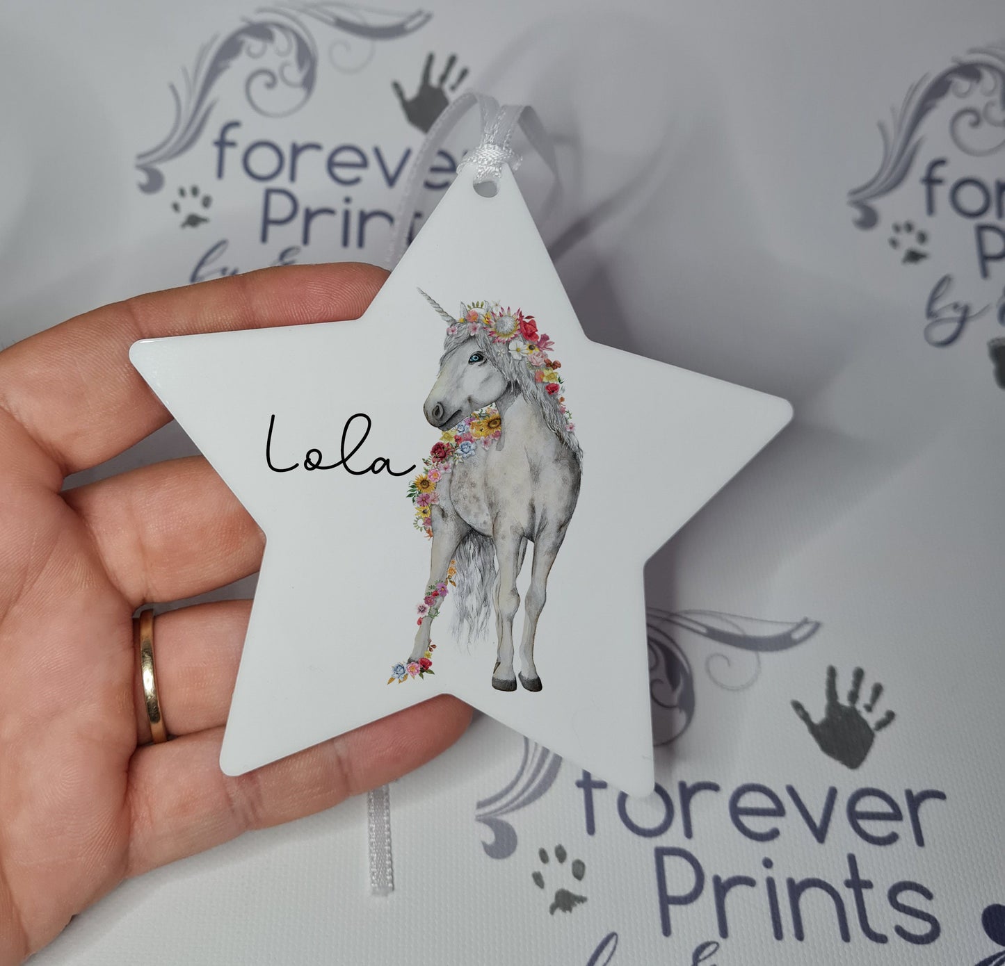 personalised unicorn hanging decoration, unicorn gift