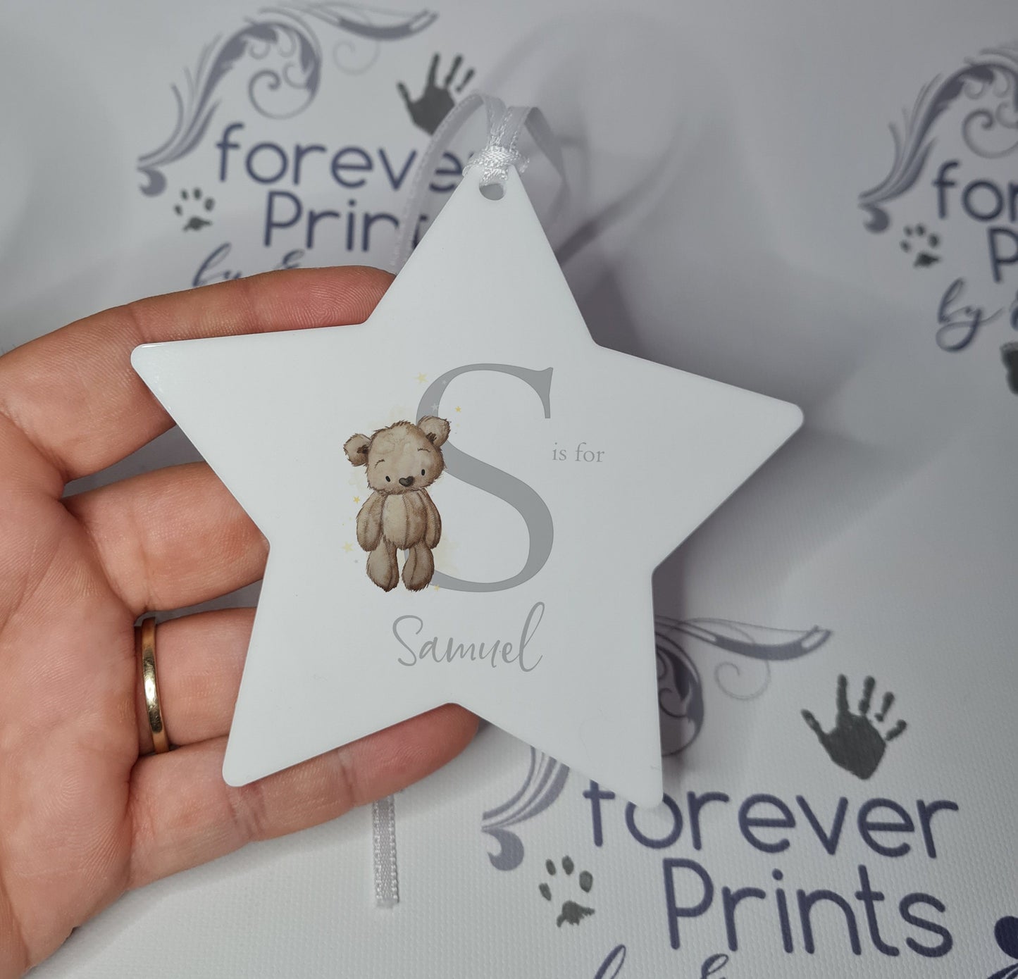 bear hanging decoration, new baby gift, bear alphabet